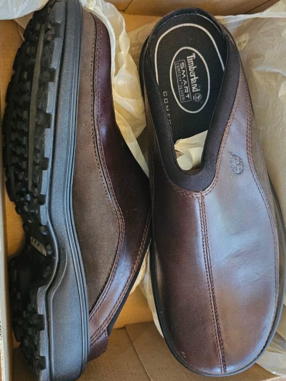 Timberland Leather Hommes El Dorado Brown Slip On Clog Style Mens US Size 8.5 W